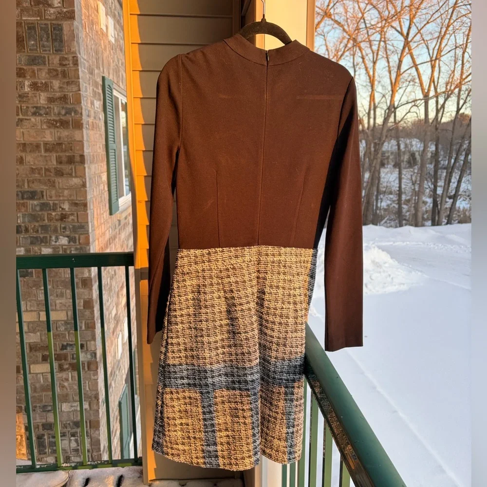 🆕 Eliza J Tweed Mock Neck Long Sleeve Dress Embellished Buttons Size 10 Office - Picture 5 of 17
